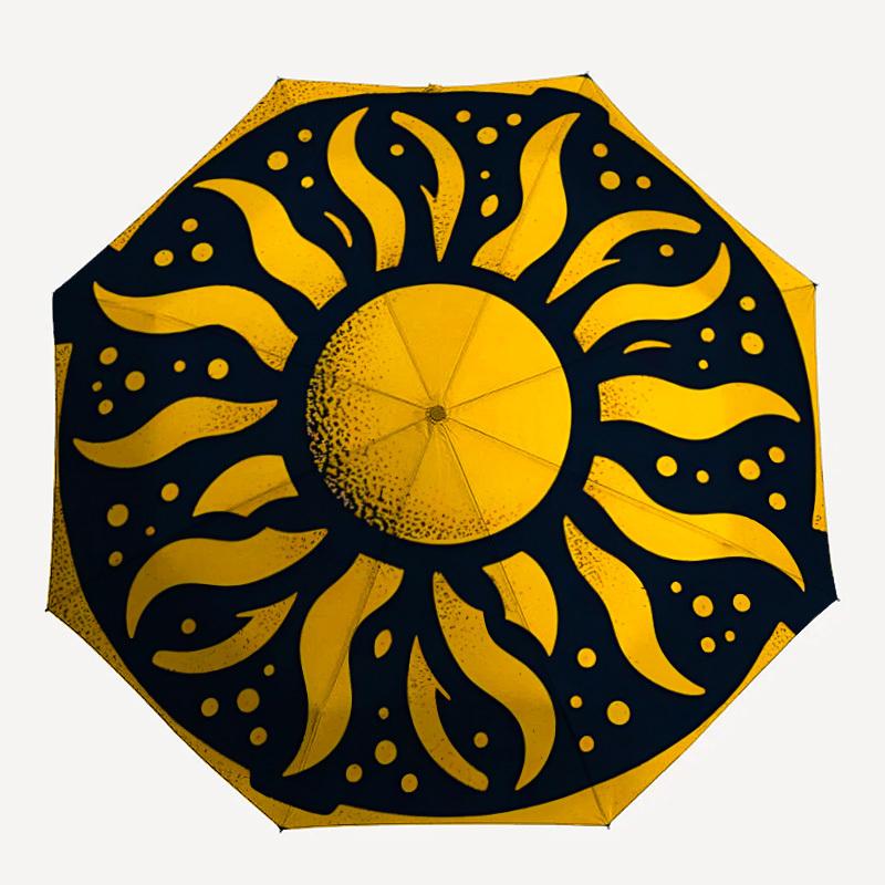 

1pc Sunflower Mandala Automatic Open/Close Umbrella with Windproof, 8-Rib Sturdy Canopy, Durable Ribs, Ideal for Gifts yy251117020