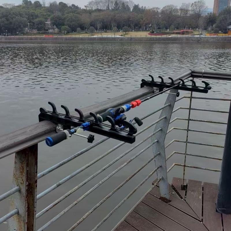Fishing Rod Holder Storage Rack For Boats And Truck Railings Stores With 6 Rod Capacity Light Weight And Compacts Design