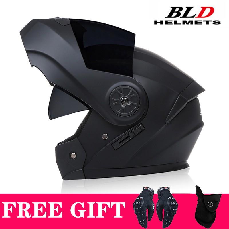 Full Face Motorcycle Helmet With Dual Visors Flip-Up Design Scooter E-Bike Riders