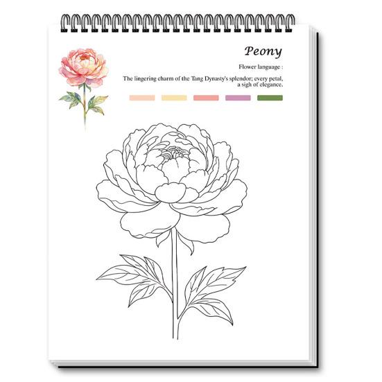 Floral Coloring Book for Adults Students Stress Relief Coloring Pages Single-Sided Pages Top Spiral Bound Creative Art Therapy Book for Colored