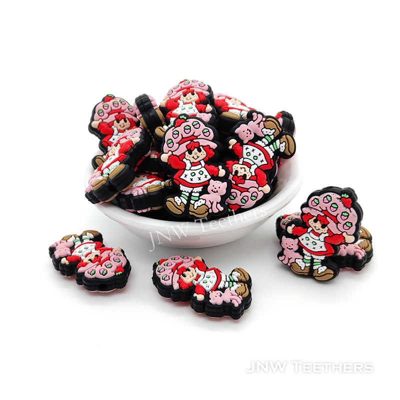 

Силиконовые фокусные бусины с клубникой и милой девушкой Pack 10
