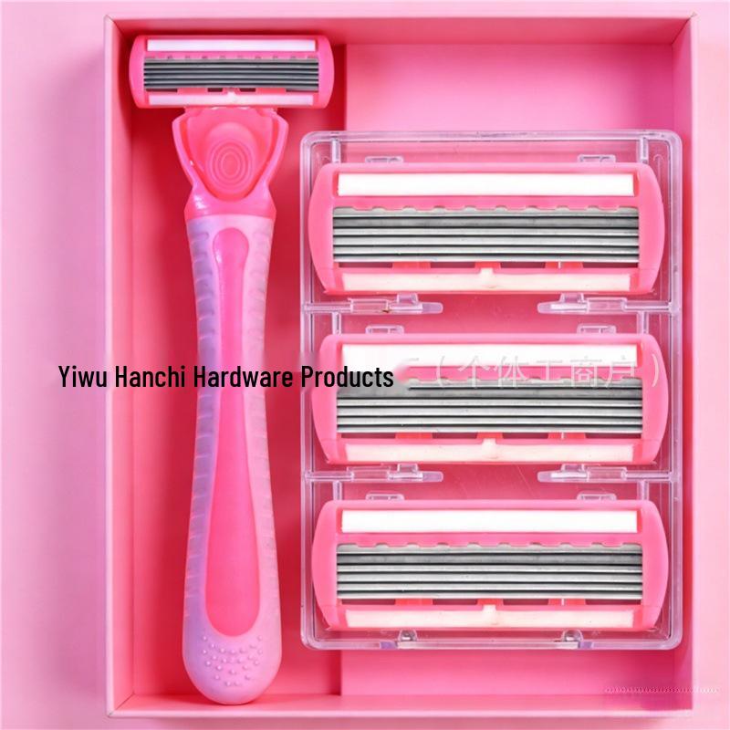 Women's Six-Layer Pink Razor Shaver and Epilator