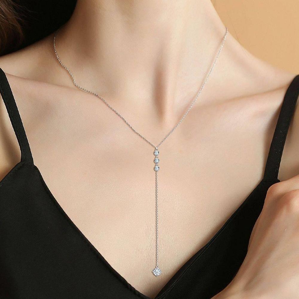 Cbtb Fashion with Tassel Chain Moissanite Pendant Necklace for Women Wedding Luxury Jewelry US