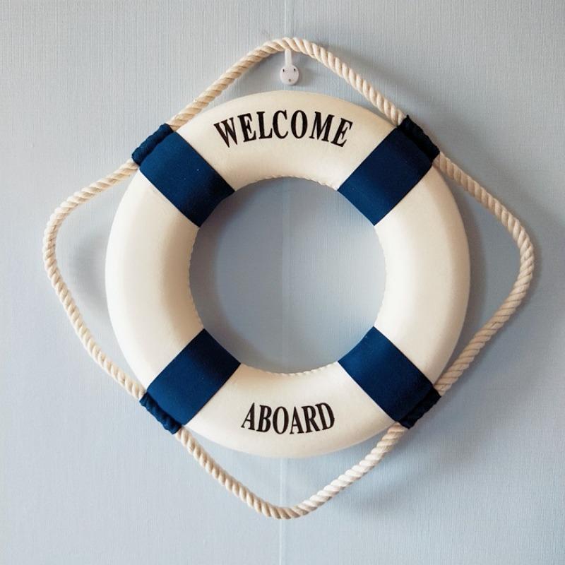 14/20CM Nautical Life Buoy Wall Decor Red Blue Life Ring Art Mediterranean Beach Style Home Living Room Wall Hanging Ornament