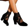 Retro Lace Mesh High-heeled Women's Boots Autumn New Large-size Short Boots Fashion Boots