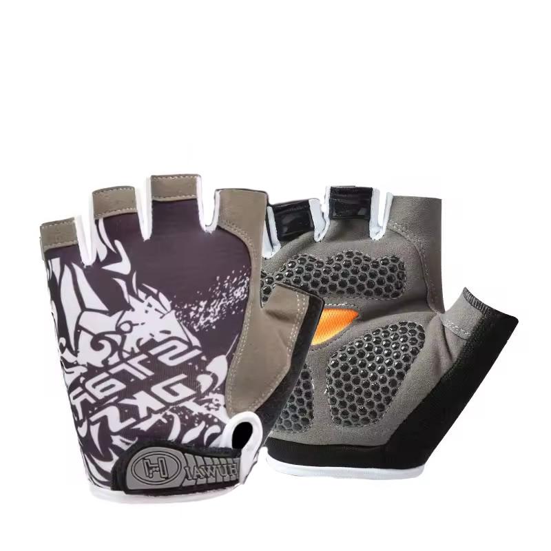 

Fitness Exercise Half Finger Gloves for Unisex Summer Outdoor Cycling Mesh Breathable Cool Printed Gloves Cycling Equipment L чёрный