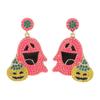 Kawaii Cute Ghost Earrings Irregular Halloween Party Jewelry Cool Ghost Pumpkin Earrings  Lady