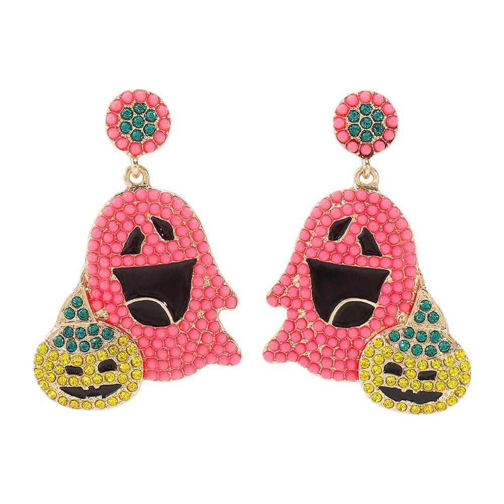 Kawaii Cute Ghost Earrings Irregular Halloween Party Jewelry Cool Ghost Pumpkin Earrings  Lady
