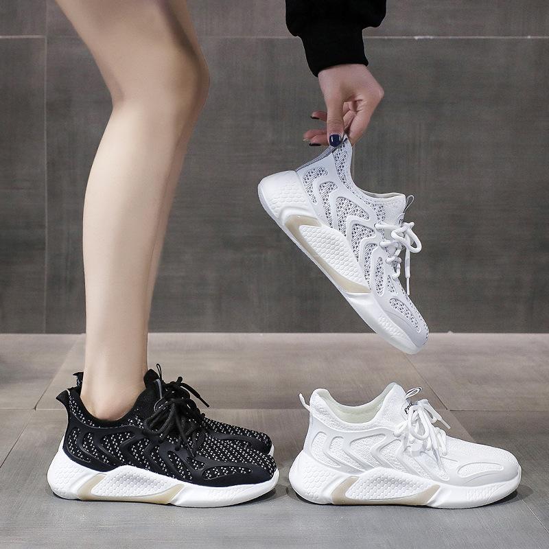 Spring New Mesh Polyurethane Lightweight Sports Shoes Women's Breathable Flat Casual Shoes Student Running Shoes Women