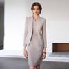 Light Gray Collarless Suit Dress Set - Slimming & Figure-Flattering Formal Workwear for Women