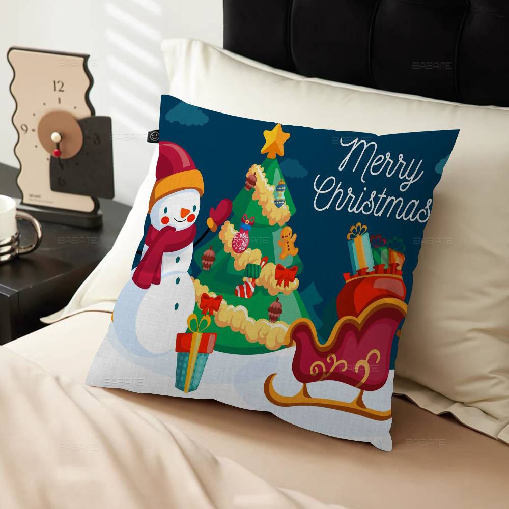 Snowman and Christmas Tree Personalized picture text home decorative pillows Household Gifts 45x45cm