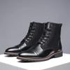 FashionNew Designer Fashion Casual Boots for Men Big Size Solid Color Lace Autumn Winter Ankle Boots Male Designer Leather Shoes Male
