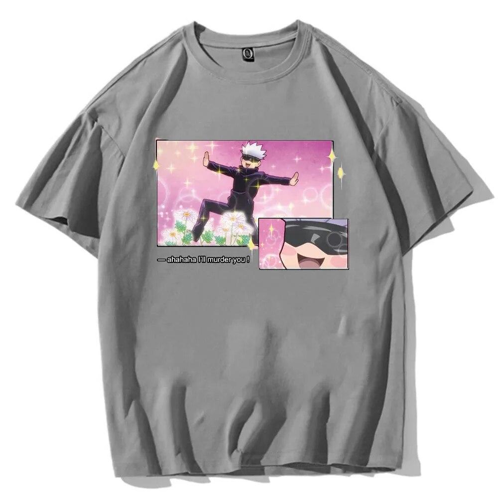 Anime Jujutsu Kaisen 100% T-Shirt Gojo Satoru Unisex Women Clothes Graphic Print Tops Big Size Tees Camiseta Summer Women T Shirt Unisex