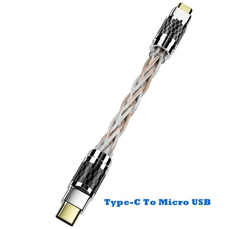 Hifi OTG Converter Type C Micro USB Headphone Adapter 4N Pure Silver Audio Amplifier Sound Card USB C Data Cable Earphone Type-C