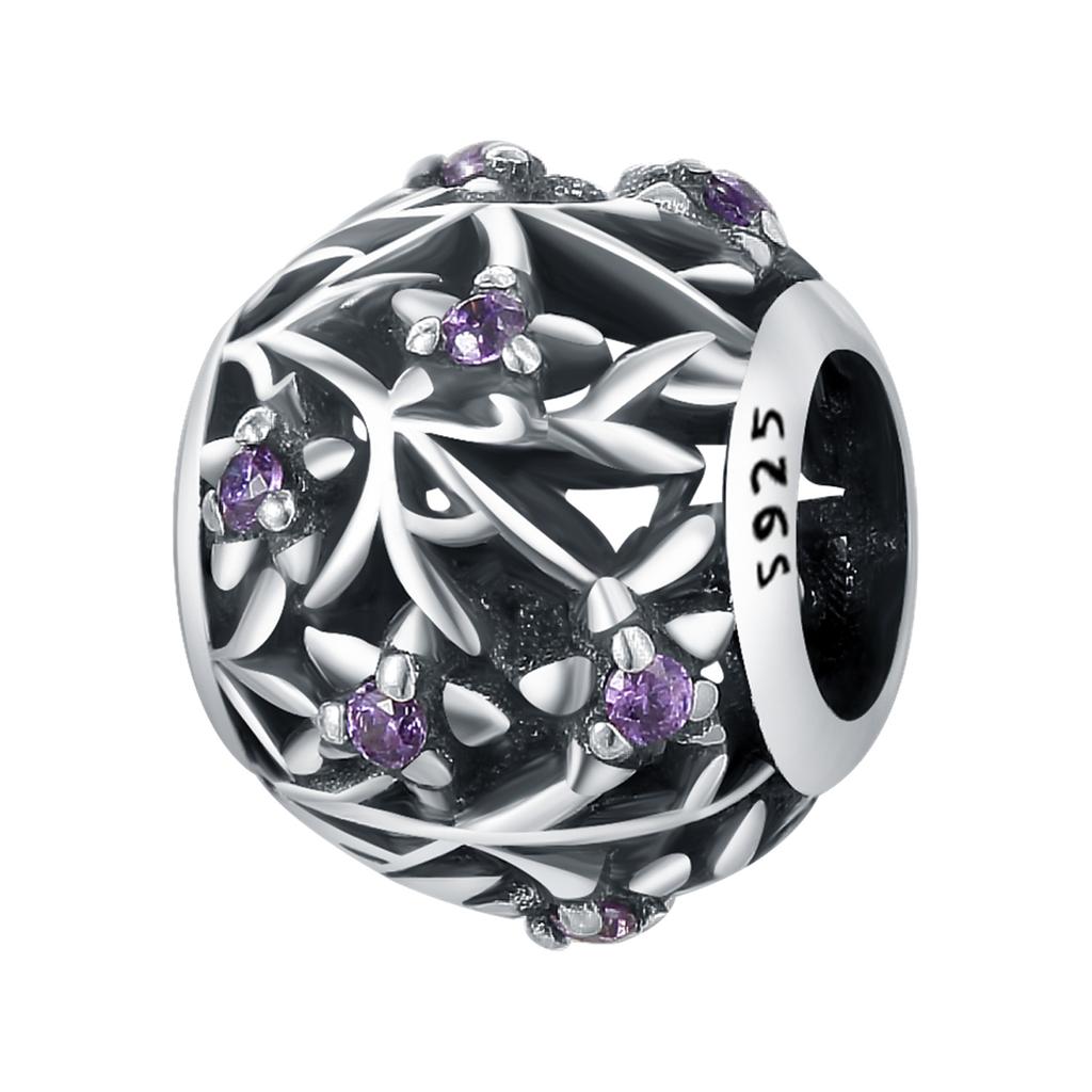 Copper Purple Iris Flower Pendants Bracelet Charms Fit Women Jewelry Party Beads Diy Exquisite Gifts Accessory