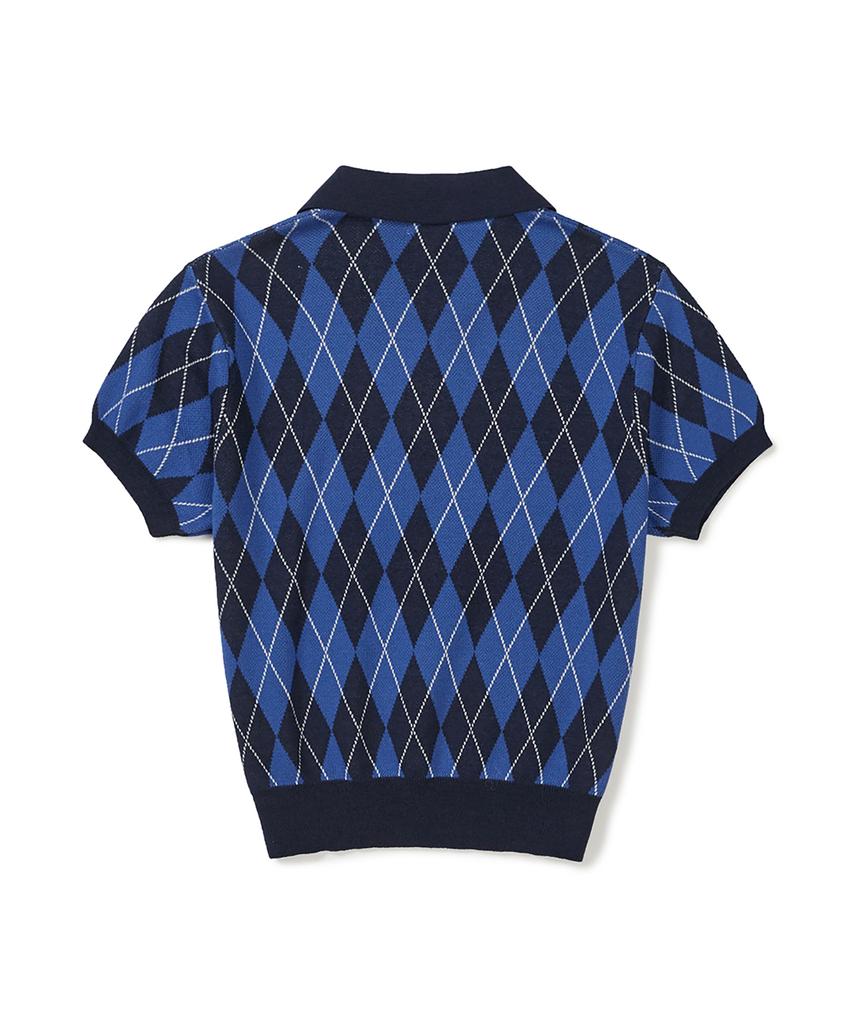 CLOVE [26Ss Clove] Argyle Collar Knit (Blue)