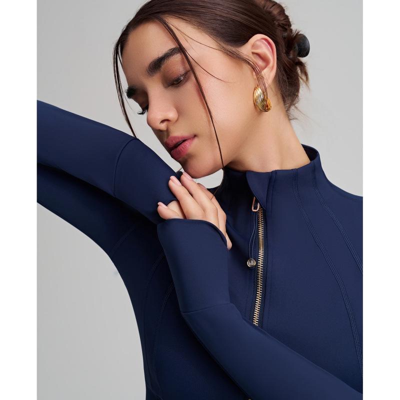 Γυναικείο Στενό Ζακέτο Γιόγκα με Φερμουάρ - Όρθιος Γιακάς, Κορδόνι στη Μέση, Αθλητικά Ρούχα για Γυμναστική & Τρέξιμο, Καλοκαίρι 2025.