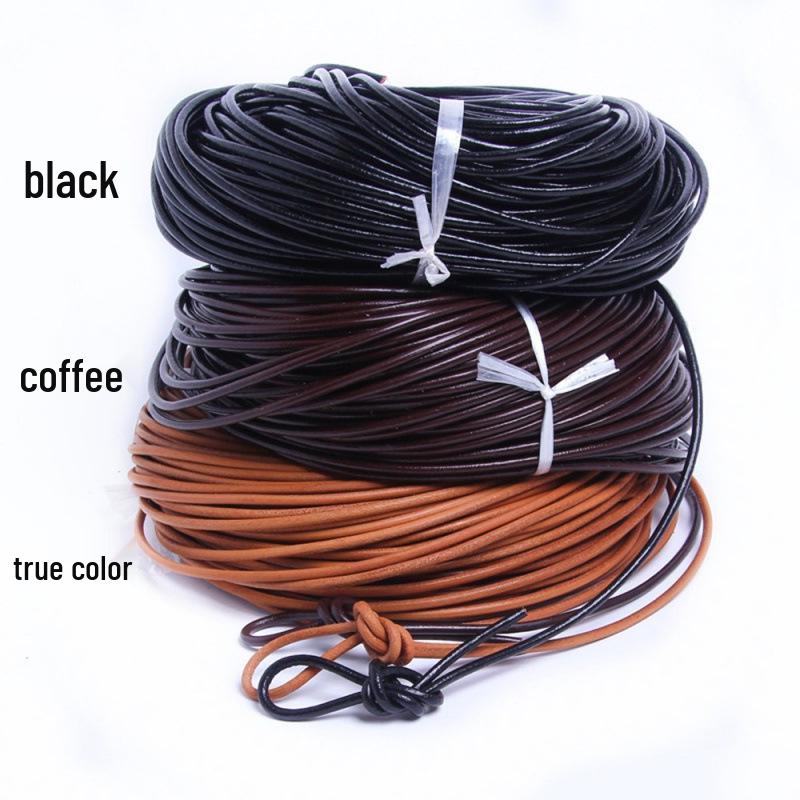 Natural Black Coffee Cowhide Rope - Multiple Specs for Jewelry DIY