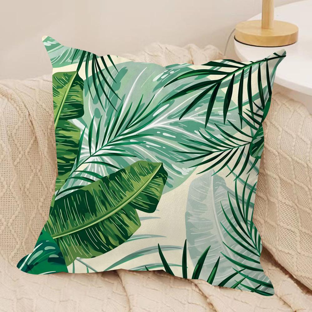 Palm leaves Cushion Cover Soft Plush Fabric DoubleSided Printed Cushion Covers for All Seasons Modern HomeDecor Gift