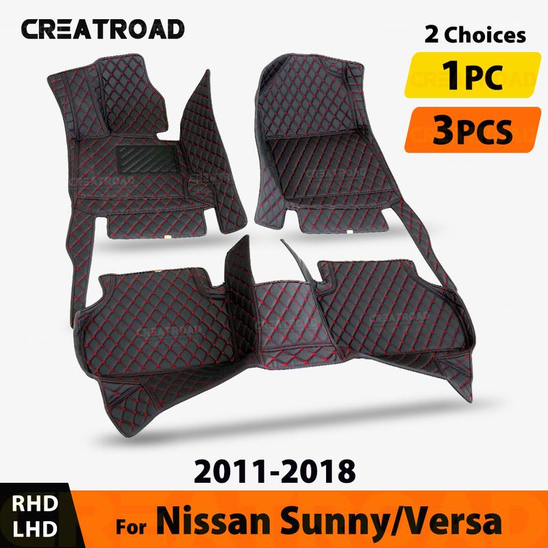

Car Floor Mats For Nissan Sunny/Versa 2011 2012 2013 2014 2015 2016 2017 2018 Auto Carpet Cover Interior Accessories Part 1PC-Brown