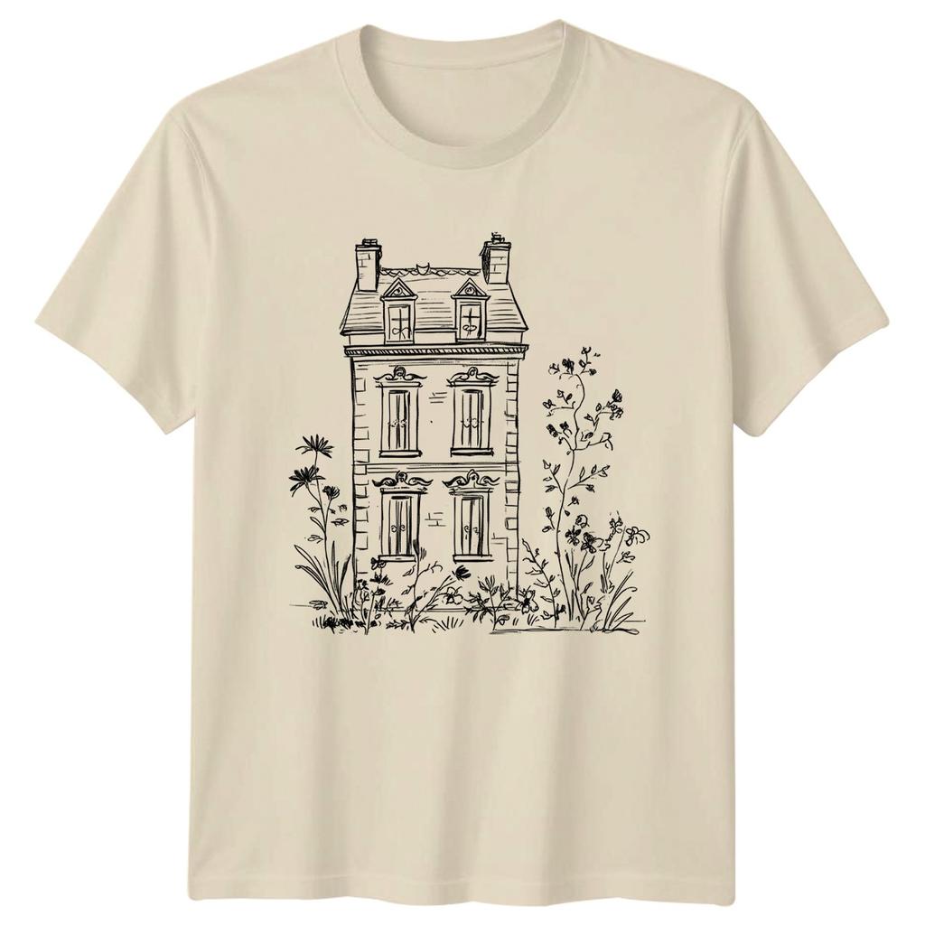 Architectural Sketch House And Garden TShirt Art Decor Gift For Him And Her