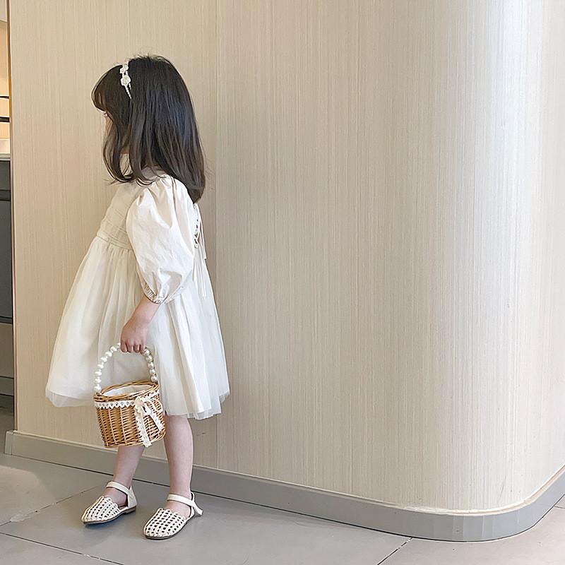 Stylish Korean Kids Pearl Handbag Trendy Mini Woven Crossbody Bag For Girls