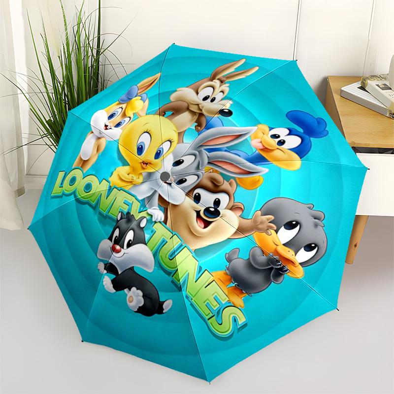 1pc Looney Tunes Automatic Opening/Closing Folding Umbrella with 8 Ribs, Portable Sunshade Umbrella Birthday and Holidays gifts yy250105129