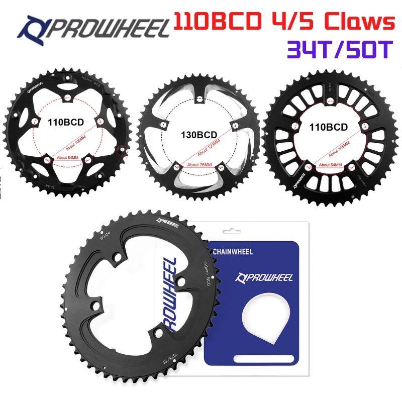 

Звездочка PROWHEEL 110BCD 4/5 с когтями для шоссейного велосипеда 34T/50T совместима с шатунами Shimano FC-R7000/R8000/R9000 для велоспорта