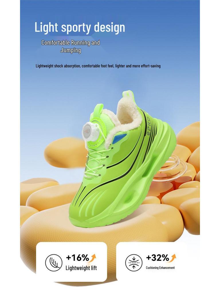 Red Hare Boys' Running Shoes: Shock-Absorbing Soft Sole, Ultra-Light, Winter Leather Upper, Double Cotton Lined, Student Sports Shoes