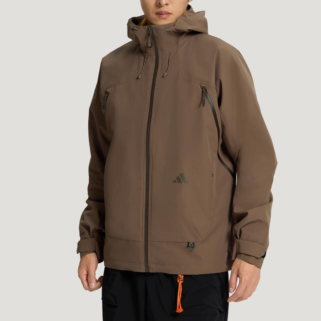 Men's Adidas Terrex Jackets Men's Stratum Dark Earthy Brown Hooded (Non-detachable) Moderate