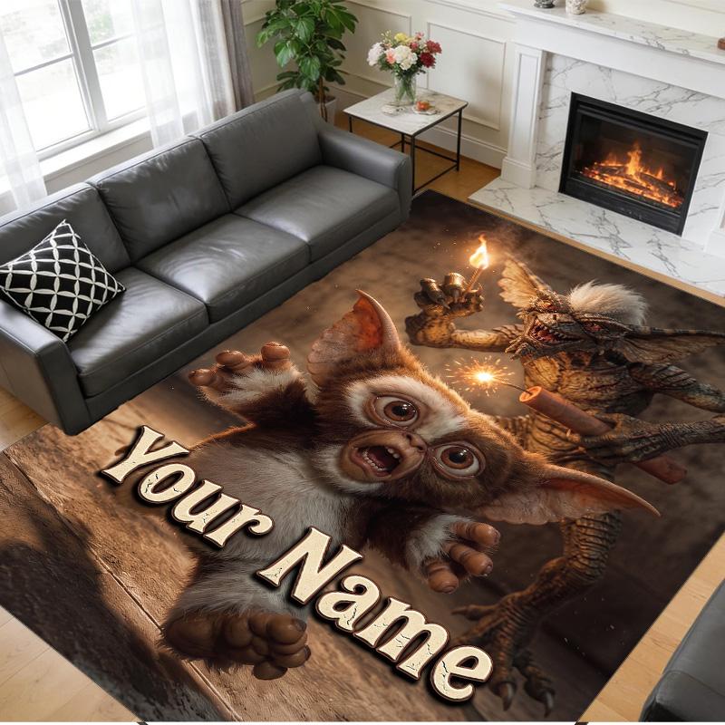 Crystal Velvet Rug Custom Name Text, Soft Non Slip Floor Mat Home DecorGremlins Gizmo