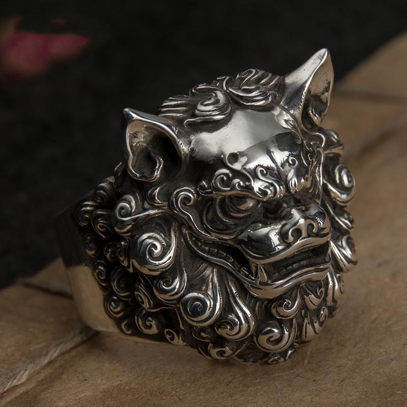 Adjustable Vintage Lion Ring Men Plated Retro Geometric Statement Jewelry Unisex