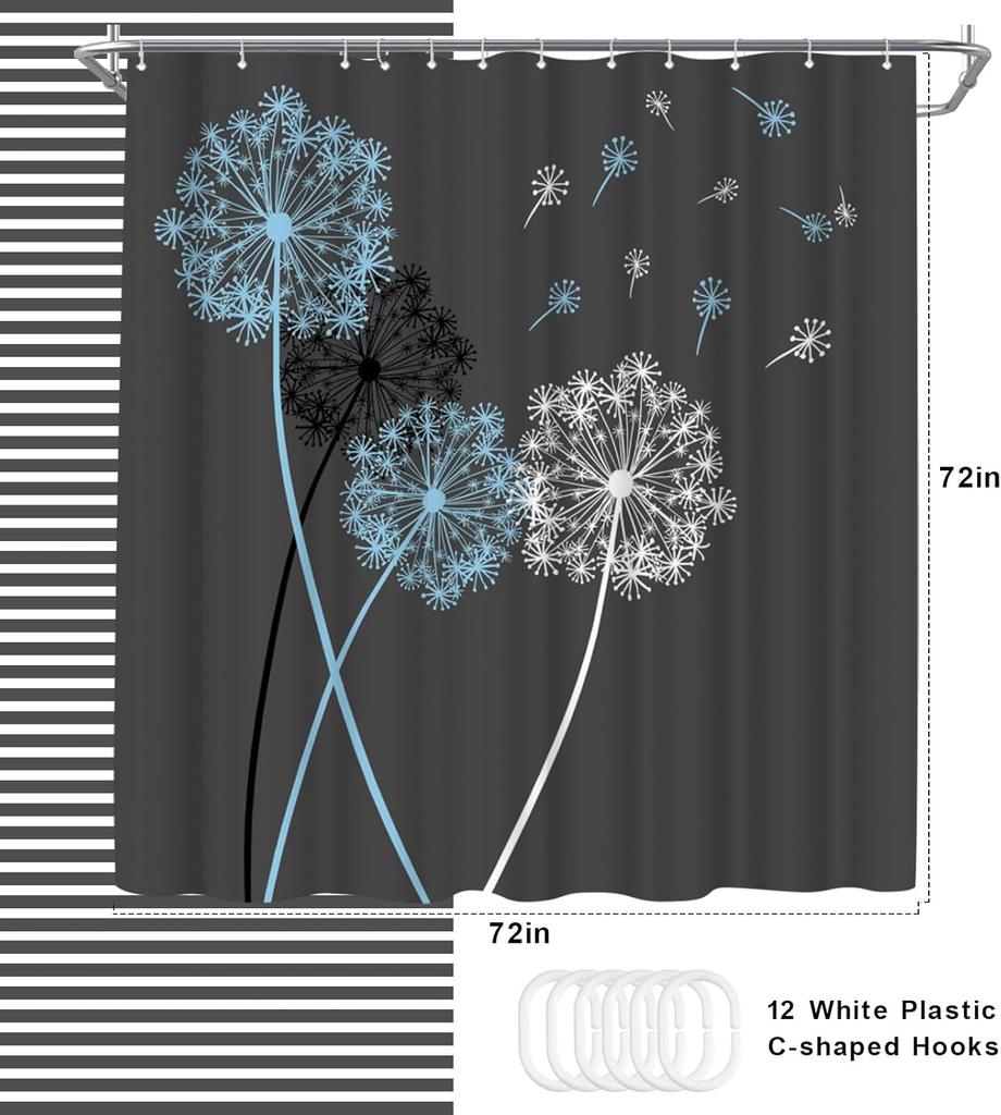 Dandelion theme waterproof shower curtain bathroom accessories waterproof and easy to clean suitable for home hotel