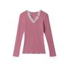 HeyHenry Womens Lace Trim V Neck Long Sleeve T Shirt Slim Fit Base Layer Top Fall