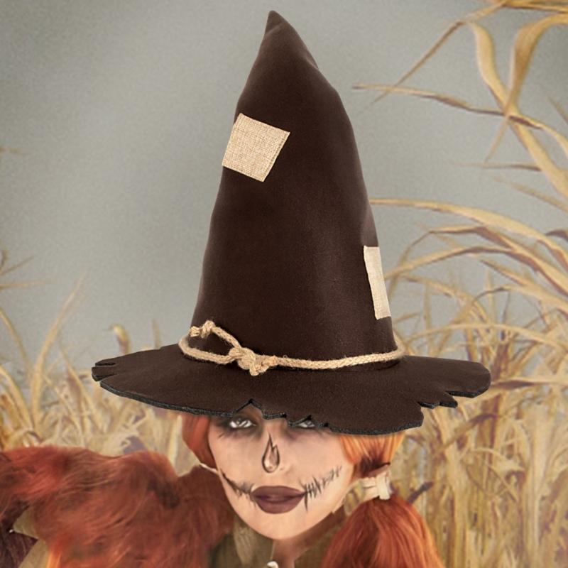 Scarecrow Felted Hat Unisex Magical Wizard Hats Halloween Witch Cosplay Hat for Halloween Party and Cosplay Event