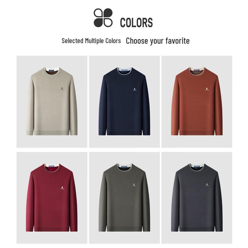 MONTAGUT Men's Winter Plush Lined Round Neck Knit Sweater