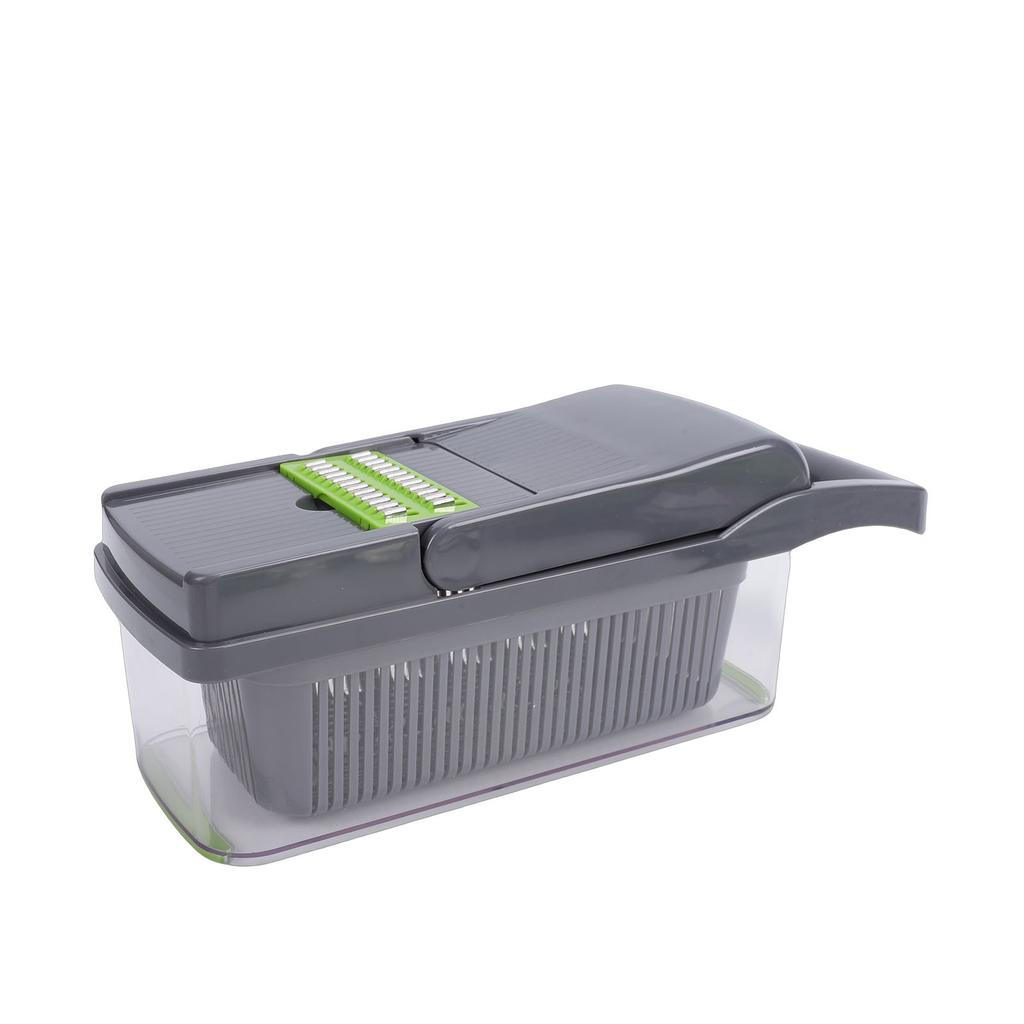 Vegetable Cutter with Container Safe High Efficiency Veggie Chopping Dicing Shredding Slicing Tool for Kitchen Grey