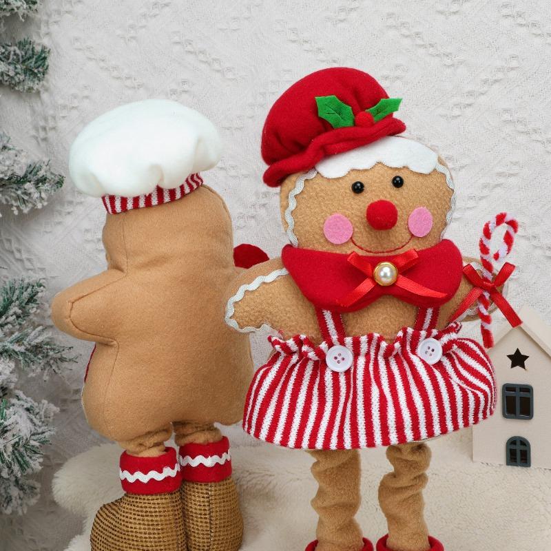 Christmas Telescopic New Products, Gingerbread Man Fabric Doll, Creative Cartoon Shape, Home Window Ornament