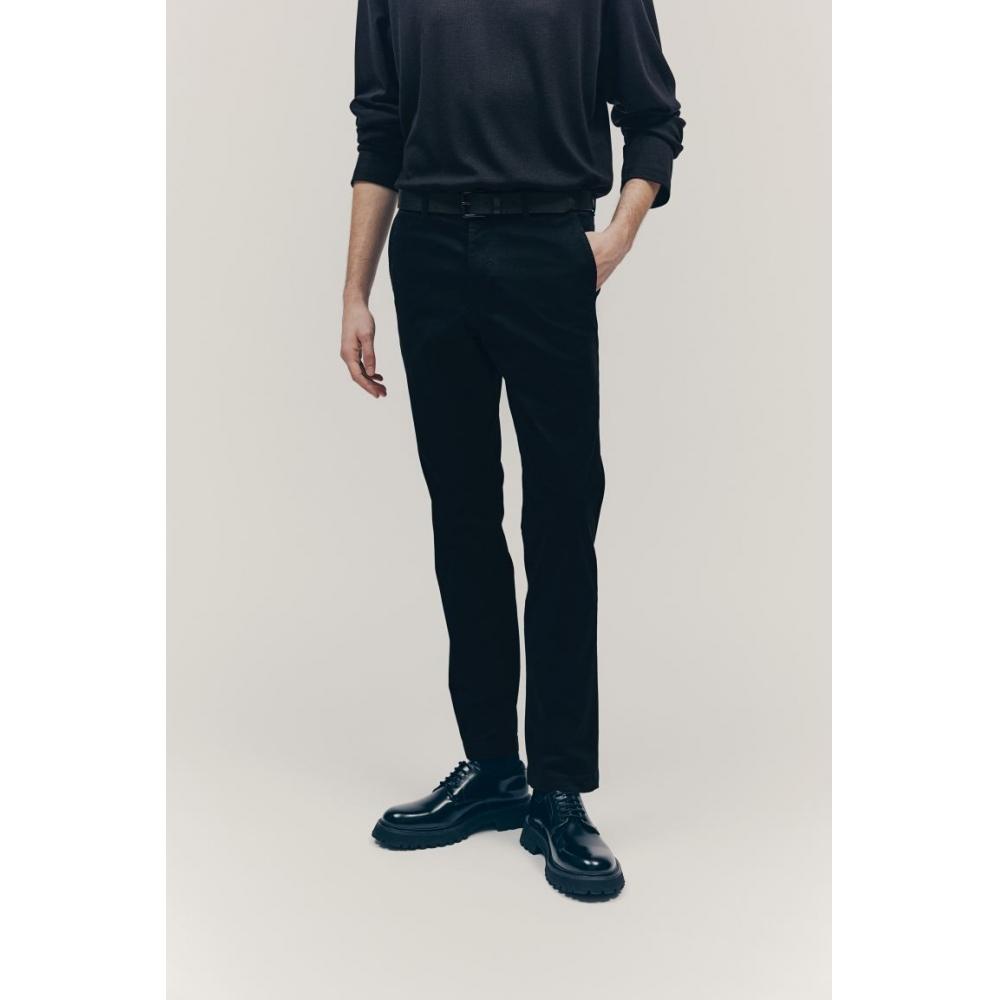 H M Cotton cHino Pants sliM Fit Black