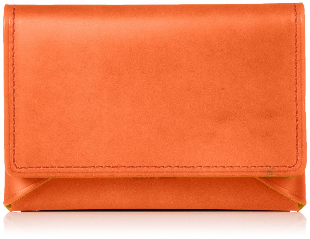Business Card Holder Folding Business Card Holder Genuine Leather in 22501 Orange [Ebawin] [Made Japan]