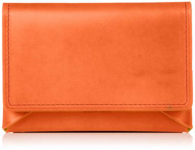 Visitenkartenetui Klappbares Visitenkartenetui Echtleder in 22501 Orange [Ebawin] [Made in Japan]