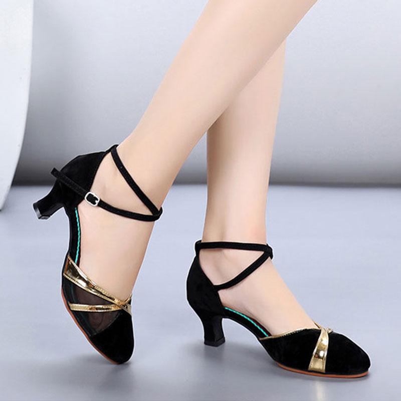 Gold Silver Ladies Ballroom Dancing Shoes Middle Heel Modern Latin Dance Shoes Party Wedding Shoes 5.5cm