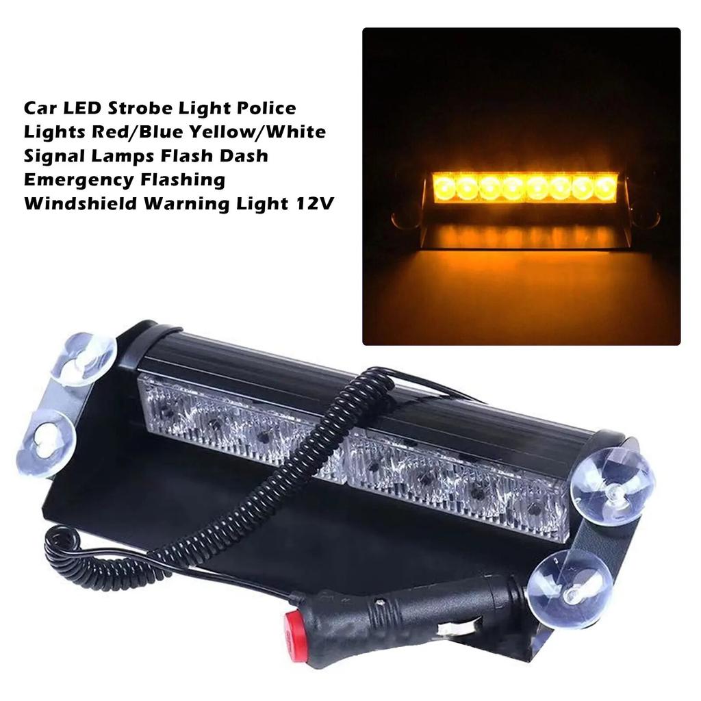 Car LED Strobe Light Police Lights Red/Blue Yellow/White Signal Lamps Flash Dash Emergency Flashing Windshield Warning Light 12V