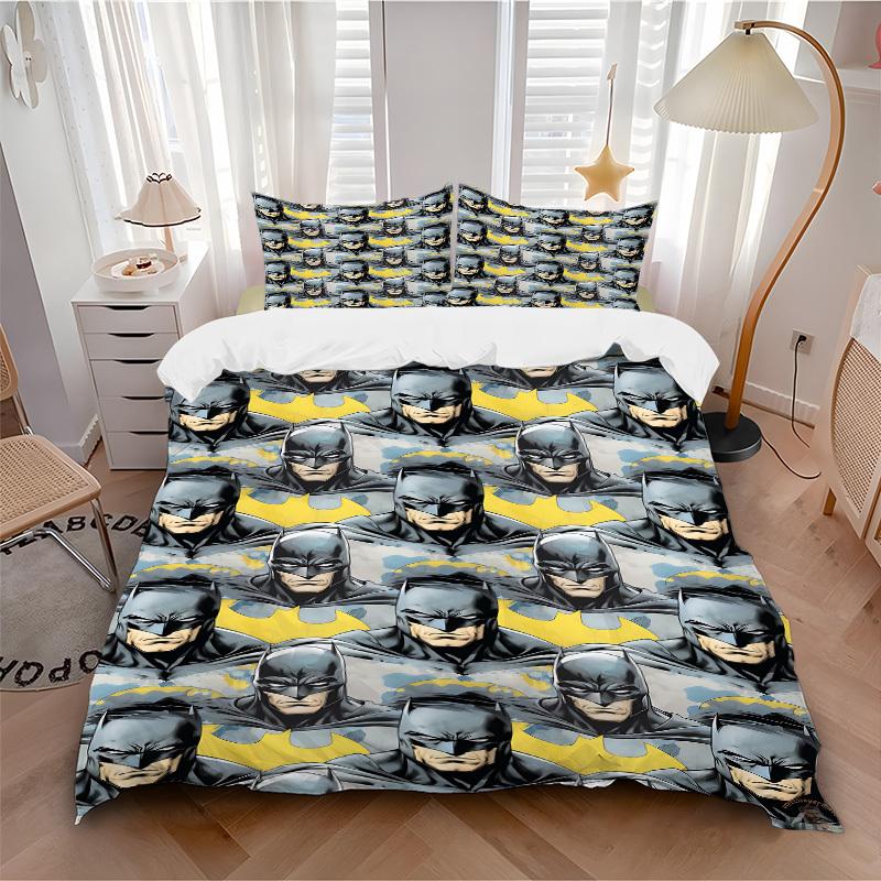 

3pcs Batman Pattern Bedding Set, Soft Polyester Duvet Cover and Pillowcases Machine Washable Seasons all suitable & Guest Room Decor322 135x200cm