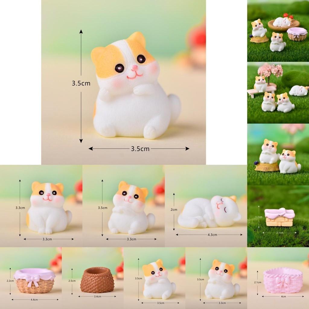 Entzückende getigerte Katze aus Harz für DIY Miniaturgartendekoration