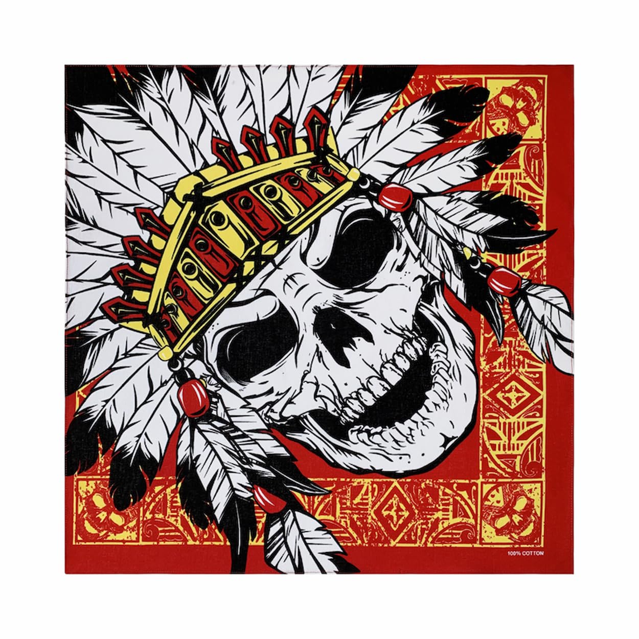 Trifong Bandana Skull Indian Red 100% Cotton Stylish Bandana Cap Men s Paisley Handkerchief Bandana Adult Unisex 55cm x 55cm