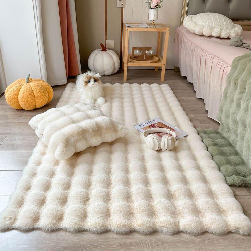 Anti-Rabbit Fur Bubble Fleece Rugs and Cushions for Sofa, Bedside, and Coffee Table