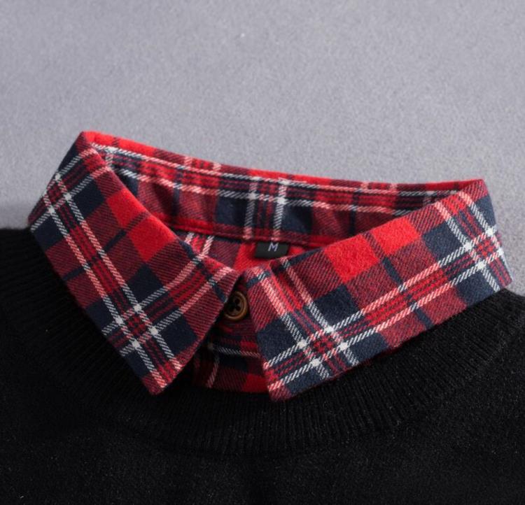 Vintage Plaid Fake Collar Women Detachable collars New Fashion Cotton False Collar Shirt Tie Female Removable Dickie Shirt Women