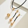 3pcs Set Simple Creative Black Rope Temperament Versatile Fashion Earrings and Necklace Set