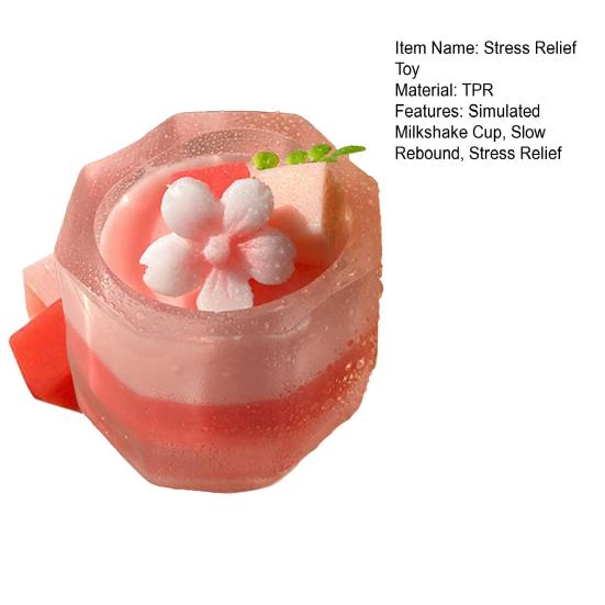 Simulated Milkshake Cup Squeeze Toy Slow Rebound Focus Aid Relaxation Blueberry Mango Banana Peach Fruit Milkshake Stress Relief Toy